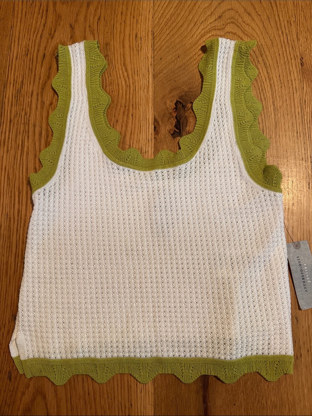 Anthropologie Maeve Crop Scallop Sweater Tank